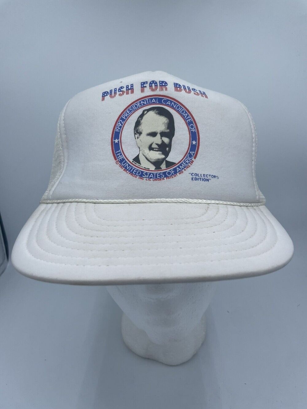 Vintage Campaign Hat Push For Bush 1992 Trucker President Snapback Cap Nissan